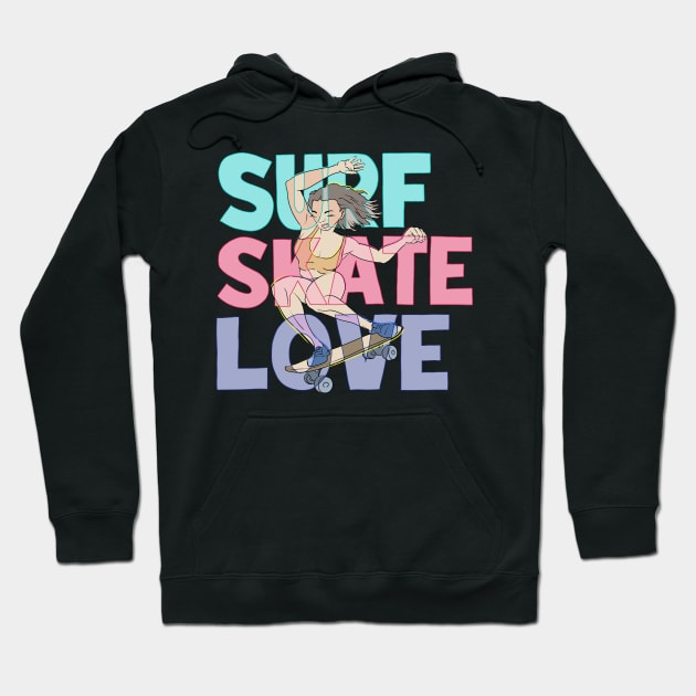 SURF SKATE LOVE Hoodie by motylanoga